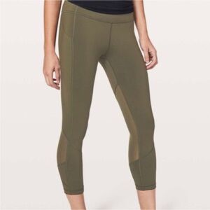 Lululemon Pace Rival Crop Leggings Luxtreme 22" Dark Olive Size 6